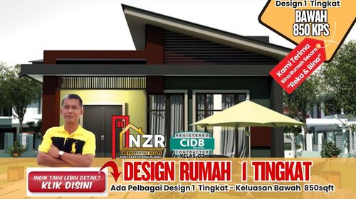 1- Design Rumah - 1 Tingkat -Bawah 850sqft-Pelan Lantai -Kontraktor Ubahsuai dan Bina Rumah - NZR Properties
