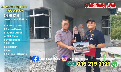 Pembinaan awal projek rumah Design Sapphire NZR122 di Sabak Bernam.