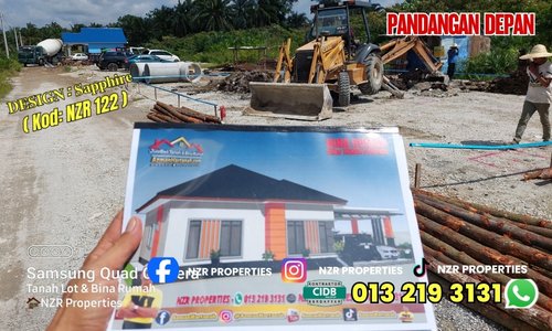 Pandangan depan tapak projek rumah Design Sapphire NZR122 sebelum siap dibina.