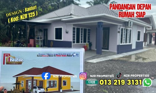 Pandangan depan rumah siap Design Baiduri NZR125 di Bangi, Selangor.
