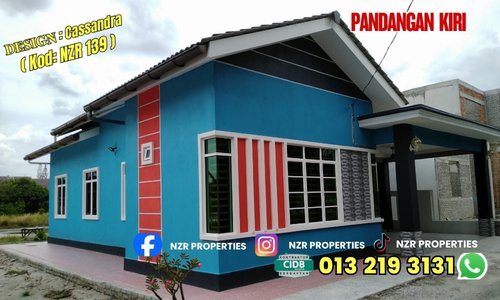 Pandangan depan rumah siap Design Cassandra NZR139 di Shah Alam, Selangor.