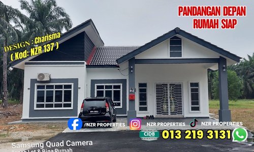 Pandangan depan rumah siap Design Charisma NZR137 di Banting, Selangor.