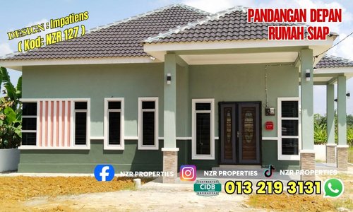Pandangan depan rumah siap Design Impatiens NZR127 di Kajang, Selangor.