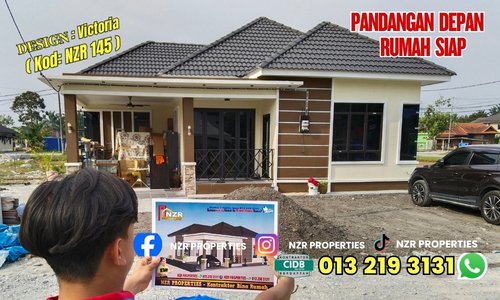 Pandangan depan rumah siap Design Victoria NZR145 di Kuala Selangor.