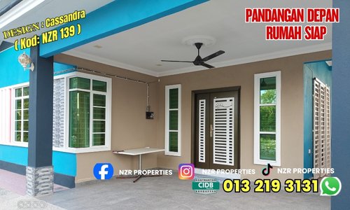 Pandangan kiri rumah Design Cassandra NZR139 yang telah siap dibina di Shah Alam.