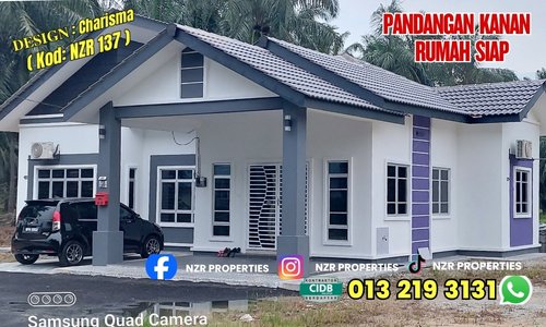 Pandangan kanan rumah siap Design Charisma NZR137 di Banting, Selangor.