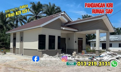 Pandangan kiri rumah siap Design Fahira NZR159 di Rawang, Selangor.