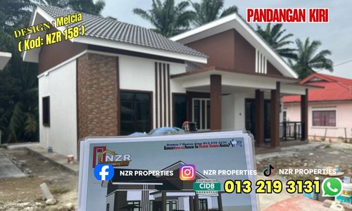 Pandangan kiri rumah siap Design Melcia NZR158 di Jenjarom, Selangor.