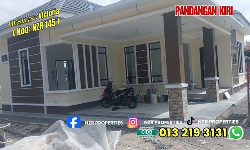 Pandangan kiri rumah siap Design Victoria NZR145 di Kuala Selangor, Selangor.