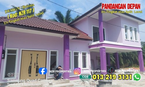 Pandangan depan sebenar rumah Design Briona NZR117 milik pelanggan NZR Properties.