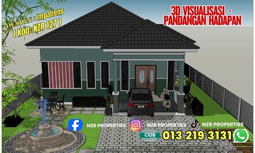 Visualisasi 3D pandangan hadapan Design Impatiens NZR127.