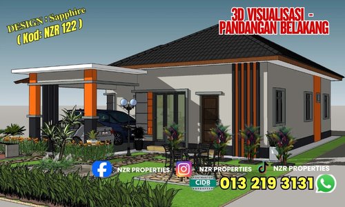 Visualisasi 3D pandangan belakang Design Sapphire NZR122.