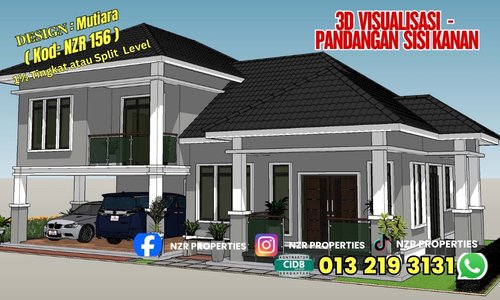 3D visualisasi pandangan sisi kanan Design Mutiara NZR156.