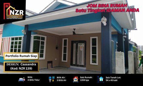 Portfolio rumah siap Design Cassandra NZR139 1,359 kps 4 bilik di Shah Alam Selangor