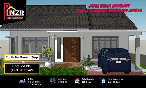 Portfolio rumah siap Design Iris NZR142 1,830 kps 3 bilik 4 bilik air di Puchong
