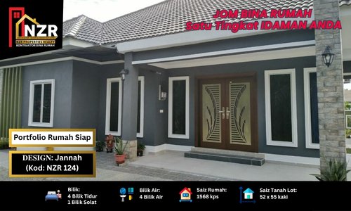 Portfolio rumah siap Design Jannah NZR124 1,568 kps 4 bilik 4 bilik air di Klang